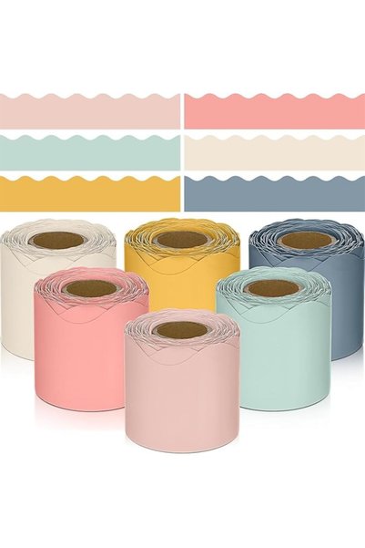 Parlberd 6 Rolls 216 ft Bulletin Board Borders 2.25 Inch Scalloped Trim Class...