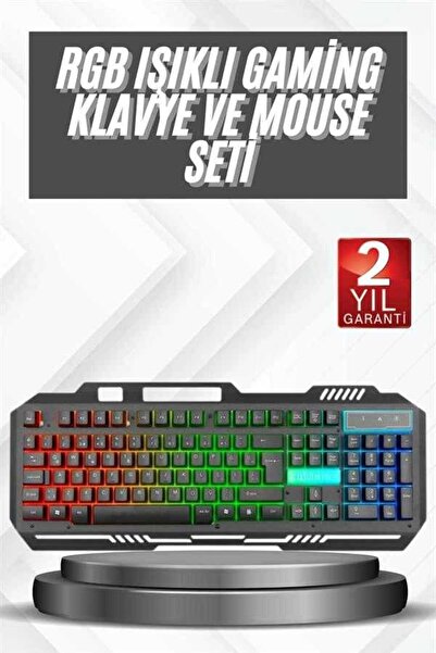 BİN1ÇEŞİT Oyuncu Klavye Mouse Seti LED Işıklı Siyah