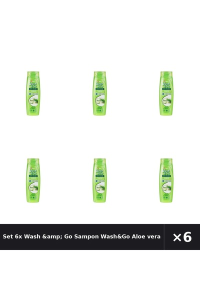 WASH&GO Set 6x Wash &amp;   Șampon cu Aloe vera pentru păr uscat, 180ml