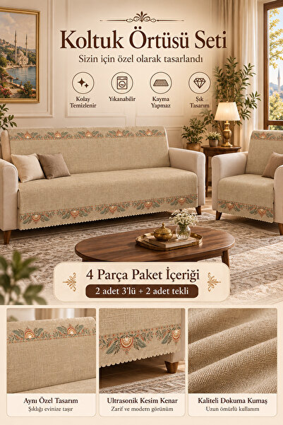 GECE HOME Çok Amaçlı Modern bohem Kadife Koltuk Örtüsü,Çekyat Örtüsü seti Kay...