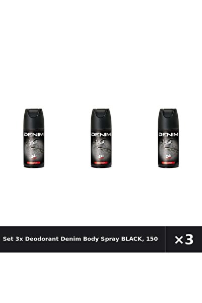 Denim Set 3x Deodorant Spray Corporal NEGRU, 150 ml