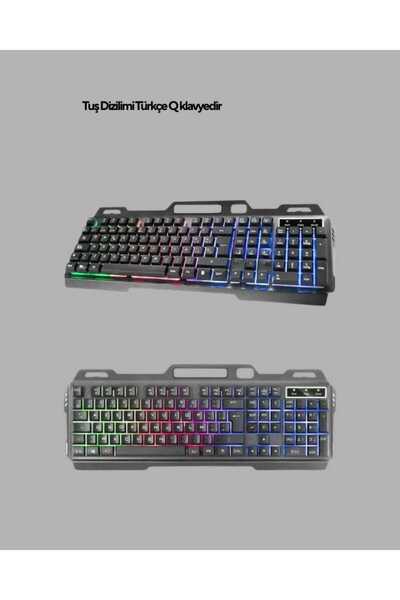 BİN1ÇEŞİT Ergonomik Işıklı Klavye Mouse ve Bluetooth Kulaklık Seti Türkçe Q
