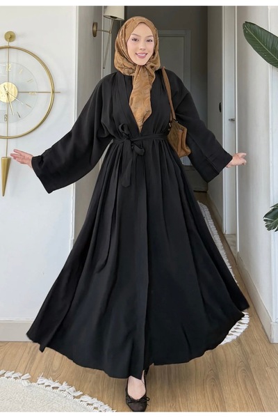 Sade Scarfs Black Double Abaya (Inner Dress with Zero Sleeves) Inner and Oute...