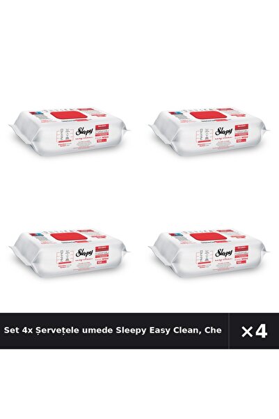 Sleepy Set 4x Șervețele umede Easy Clean, Cherry Blossom, multisuprafețe, 100...