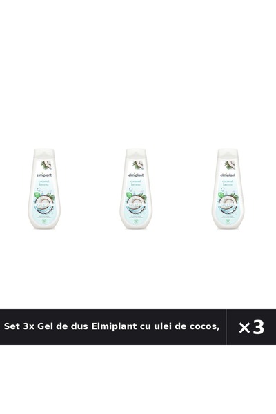 ELMIPLANT Set 3x Gel de dus cu ulei de cocos, 750 ml