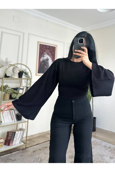 YELZEY BUTİK Drape Model Crop Bluz
