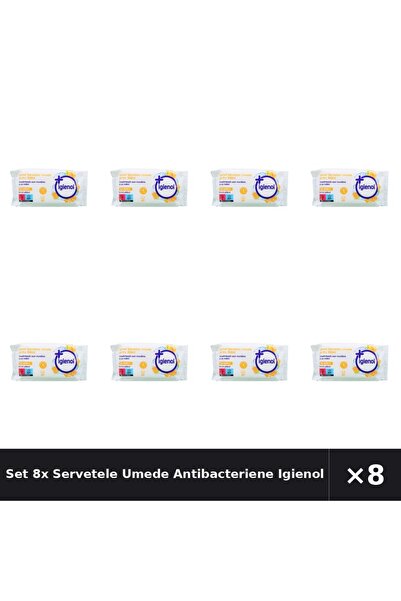 Igienol Set 8x Servetele Umede Antibacteriene Calendula(galbenele), 60buc