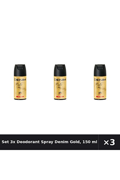 Denim Set 3x Deodorant Spray Gold, 150 ml