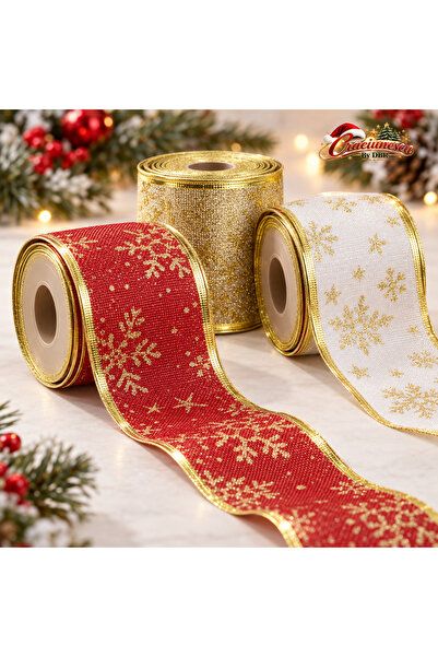 Craciunescu By DBR Christmas Decorative Ribbon 6.3 cm x 2.7 m, Gold Accents -
