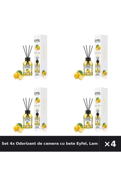 Eyfel Set 4x Odorizant de camera cu bete Eyfel, Lamaie, 120 ml