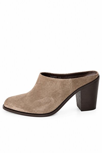 5in1Canpolat Mink Heeled Sabo Slippers 26334