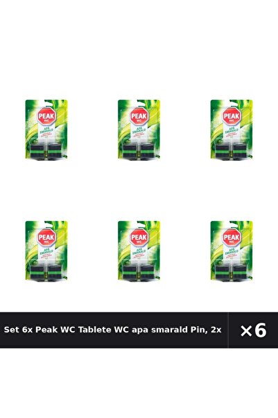 Peak WC Set 6x Tablete WC apa smarald Pin, 2x50g