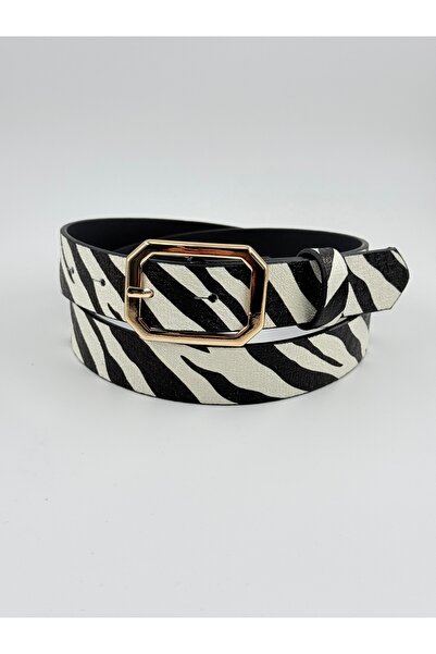 Pantastic Jeans 3 cm Zebra Patterned Gold Buckle New Season Tirent Color