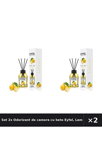 Eyfel Set 2x Odorizant de camera cu bete Eyfel, Lamaie, 120 ml