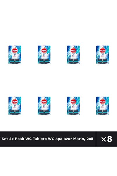 Peak WC Set 8x Tablete WC apa azur Marin, 2x50g