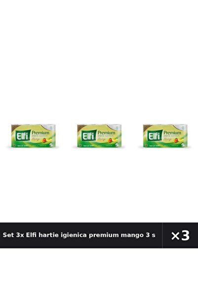 Elfi Set 3x hartie igienica premium mango 3 straturi, 150 foi, 8 role/set