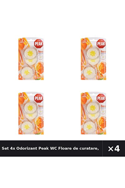 Peak WC Set 4x Odorizant Floare de curatare, Mandarine, 3x45gr