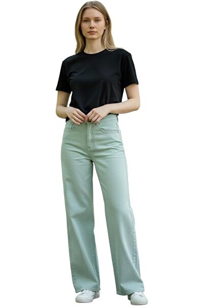 Generic Women's High Waisted Wide Leg Jeans, Black, Straight Fit Denim Pants