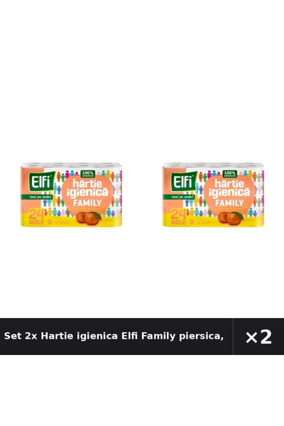 Elfi Set 2x Hartie igienica Family piersica, 3 straturi, 24 role