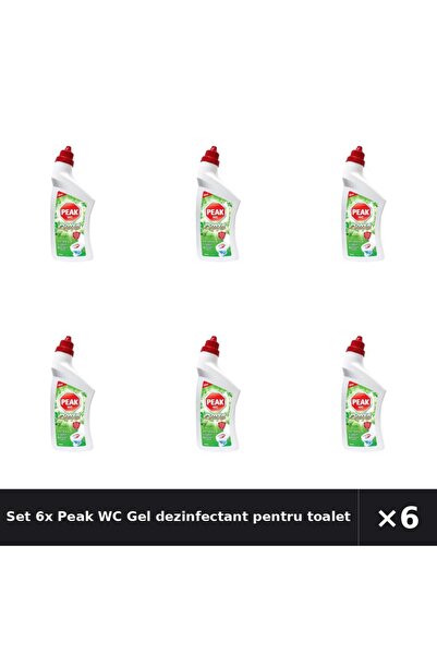 Peak WC Set 6x Gel dezinfectant pentru toaleta Peak cu parfum de pin, 750 ml