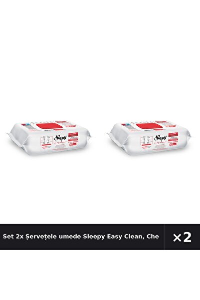 Sleepy Set 2x Șervețele umede Easy Clean, Cherry Blossom, multisuprafețe, 100...