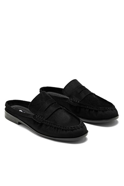 Dedos Pantofi de damă din piele intoarsa neagra, cu spatele deschis, tip penn...