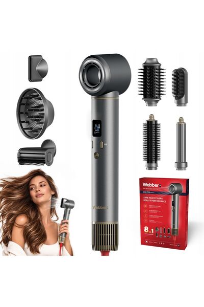 WEBBER Styler de păr DHD7 8în1, BLDC 110000 rpm, ionizare, LCD, 1300W