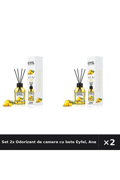 Eyfel Set 2x Odorizant de camera cu bete Eyfel, Ananas, 120 ml