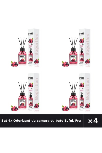 Eyfel Set 4x Odorizant de camera cu bete Eyfel, Fructe de padure, 120 ml