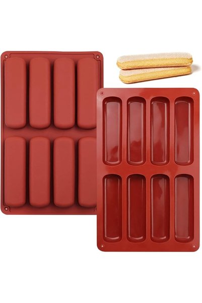 SYOSI 2-Pack Finger Biscuit Silicone Mold – 8 Cavities Each, Non-Stick Cereal...