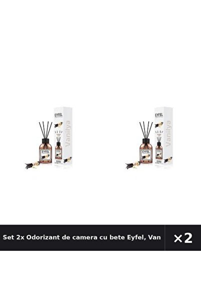 Eyfel Set 2x Odorizant de camera cu bete Eyfel, Vanilie, 120 ml