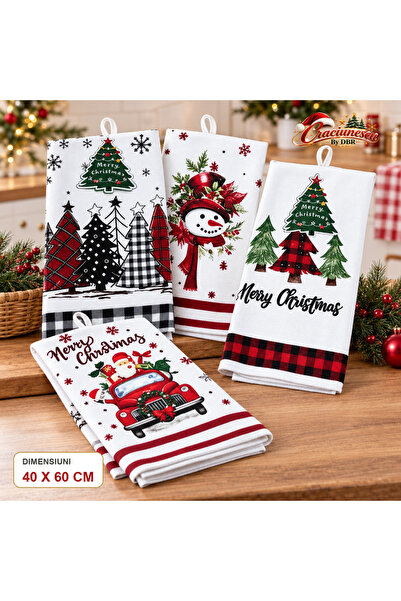 Craciunescu By DBR Laveta Textila de Craciun 40 x 60 cm, Decor Festiv pentru ...