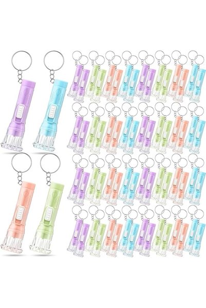 SYOSI 100 Pcs Mini LED Flashlight Keychain Bulk, Assorted Colors Torch Keyrin...