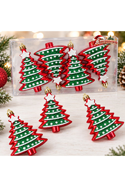 Craciunescu By DBR Ornamente pentru Brad 10 cm, Set 4 Braduti Festivi -