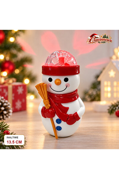 Craciunescu By DBR Figurina Om de Zapada 13,5 cm, Luminoasa cu Muzica, Decor ...