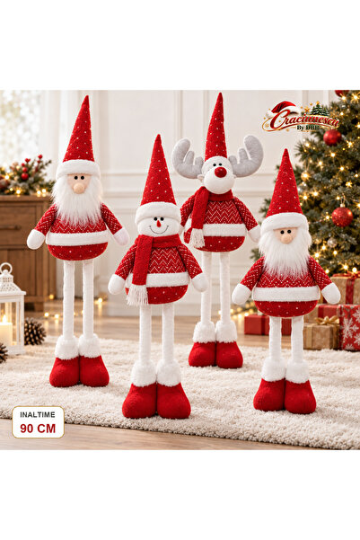 Craciunescu By DBR Santa Claus Figurine 90 cm, Red-White Textile Decor -