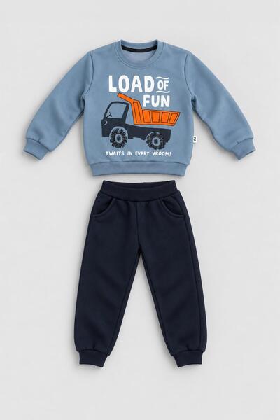 Perendi Boy's Truck Printed Winter Tracksuit Set