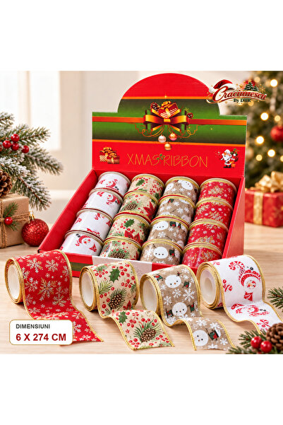 Craciunescu By DBR Christmas Textile Ribbon 6 x 274 cm, Festive Patterns -