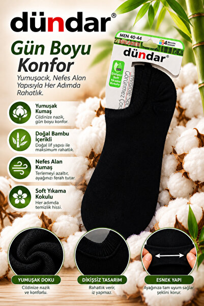 CALVAREN Dündar Erkek Bambu Görünmez Sneaker Çorap Dikişsiz Yumuşak Kokulu 4 ...