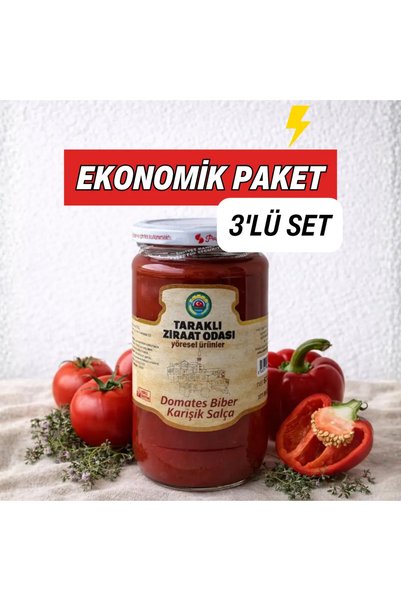 Domates Biber Karışık Salça 600 g x 3 Adet | El Yapımı 3'lü Avantaj Paketi