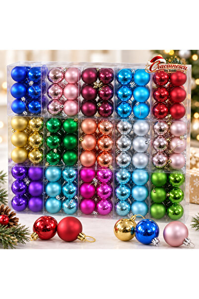 Craciunescu By DBR Set of 6 Christmas Baubles 5 cm, Matte and Glossy -