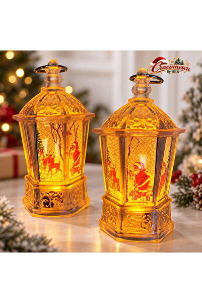 Craciunescu By DBR LED Коледен фенер, топла светлина и празнични сцени -
