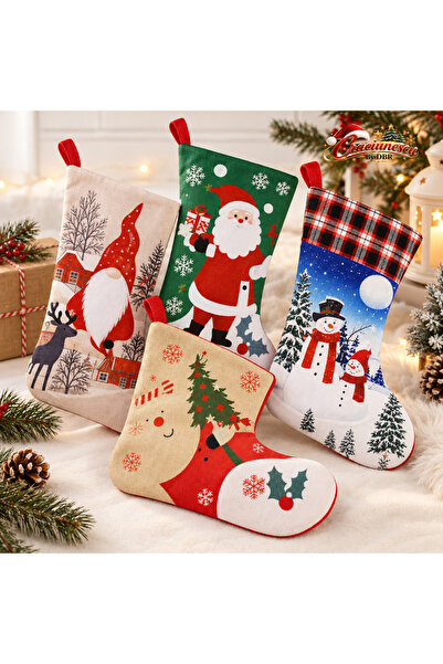 Craciunescu By DBR Ciorap Decorativ de Craciun 35 cm, cu Motive Festive -