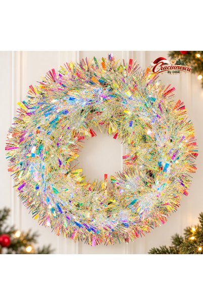 Craciunescu By DBR Decorative Christmas Wreath 38 cm, Rich and Iridescent -