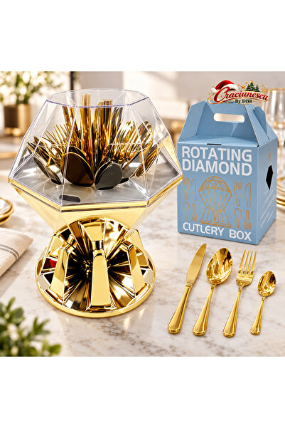 Craciunescu By DBR 24-Piece Stainless Steel Cutlery Set, Elegant Gilded Finish -