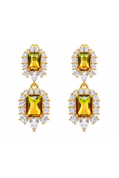 Generic Brand Cercei pendul cu cristal de zirconiu citrin regal