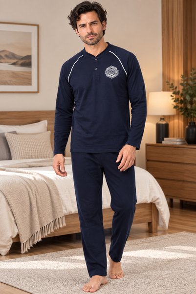 Free Beka Set de pijamale pentru bărbați, cu mâneci lungi, din țesătură jerse...