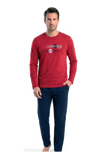 Pierre Cardin Men's Modern Graphic Printed Long Sleeve Pajama Set