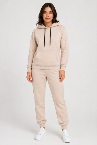 Generic Brand Two-Thread Hooded Jogger Tracksuit Set with Kangaroo Pockets - ...