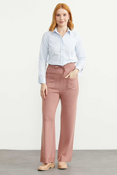 Sementa Pantaloni din tricotaj cu detaliu buzunar frontal - Roz